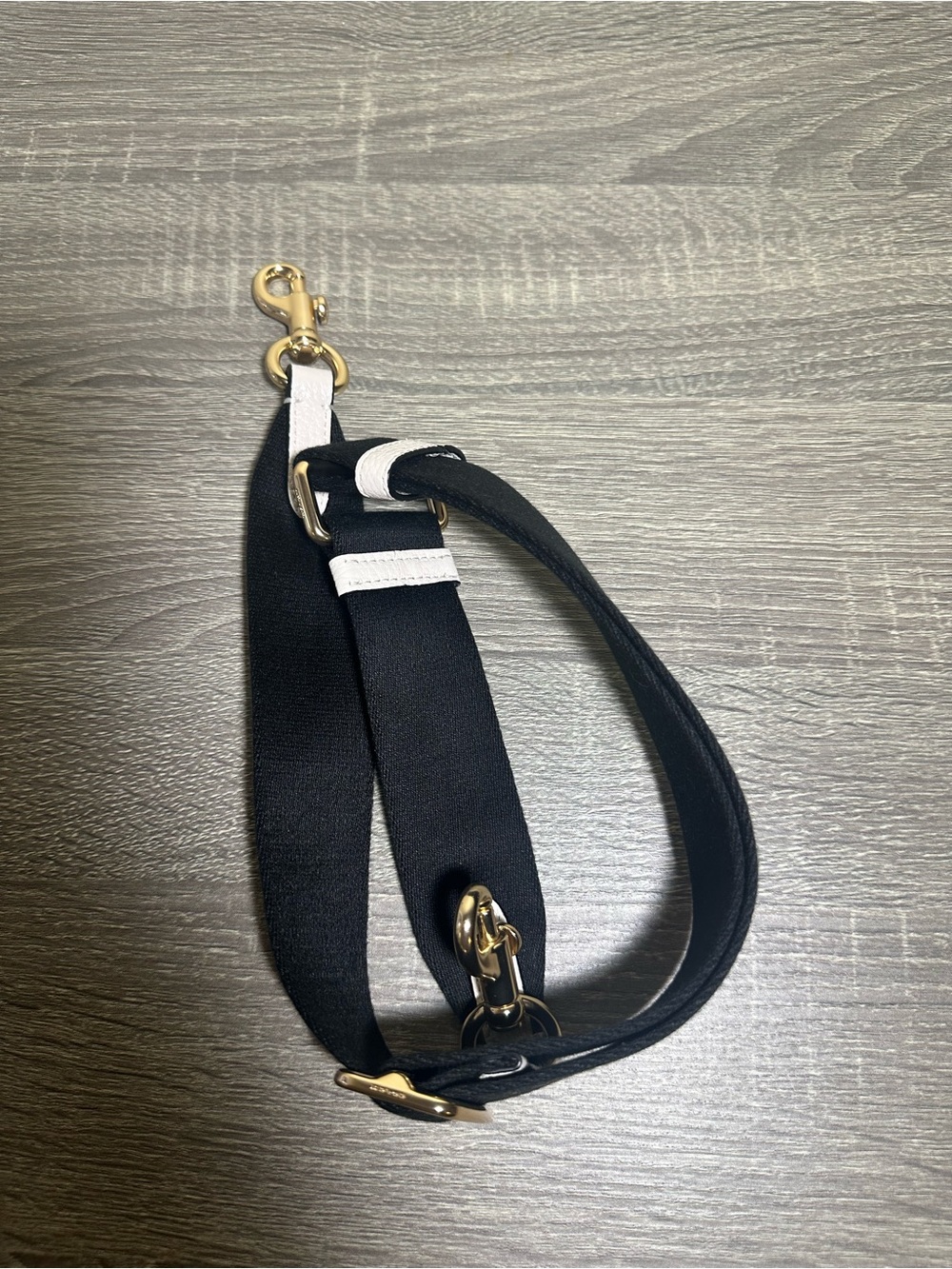 COACH Black Canvas REPLACEMENT STRAP, Cream Leather Gold Hardware 42’´Adjustable - Picture 3 of 4